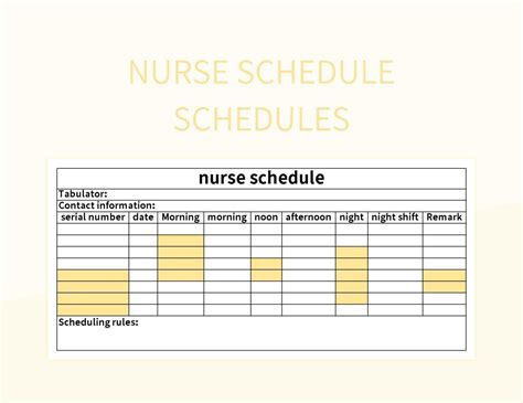 Nursing Work Schedule Template