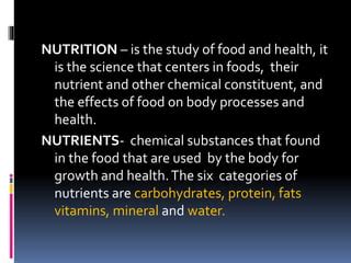Nutrients vs Nutrition Difference