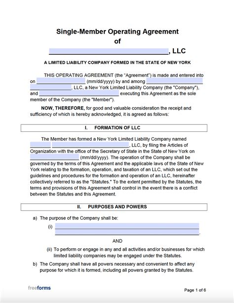 Nys Llc Operating Agreement Template