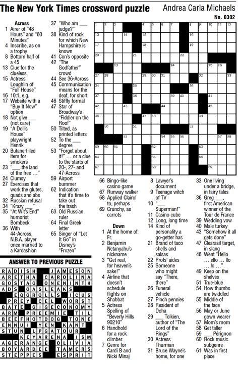 Nyt Free Printable Crossword Puzzles
