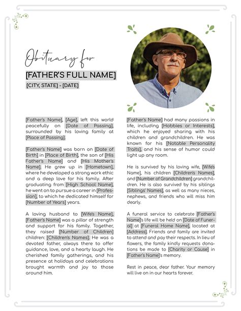 Obituary Format Template