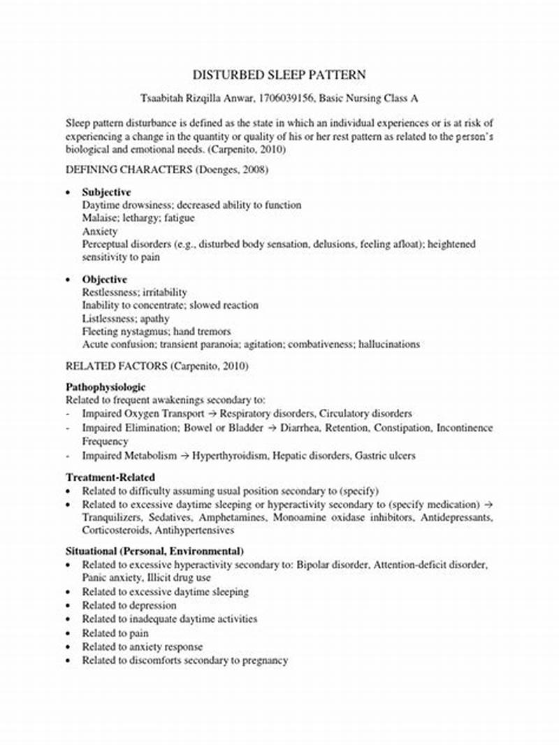 Objective Data For Disturbed Sleep Pattern