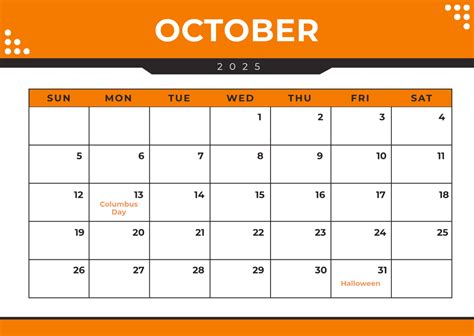October Calendar Template