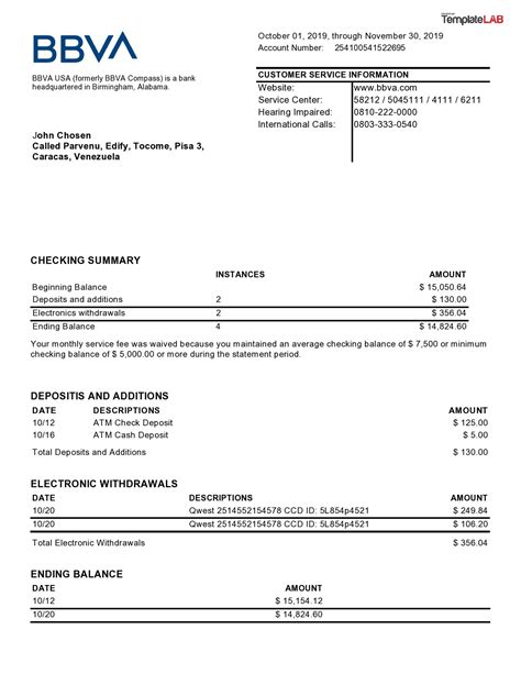 Official bank document