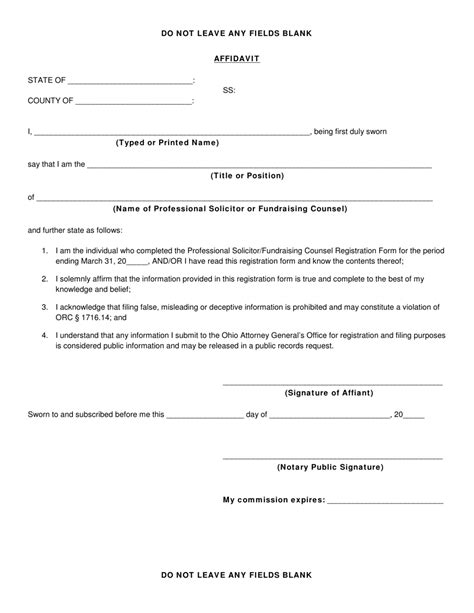 Ohio Affidavit Template