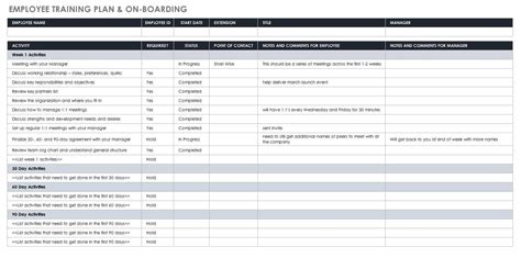 Onboarding Training Plan Template