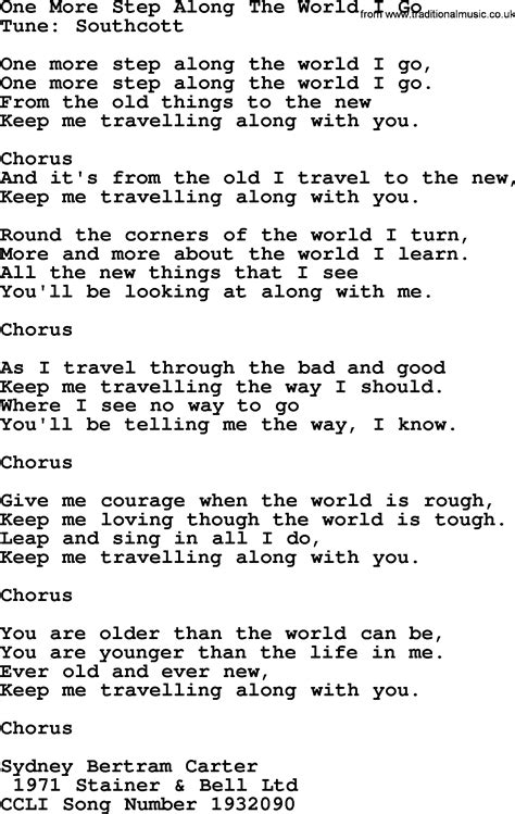 One More Step Along The World I Go Printable Lyrics