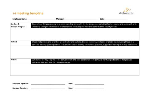One On One Meeting Template For Employee