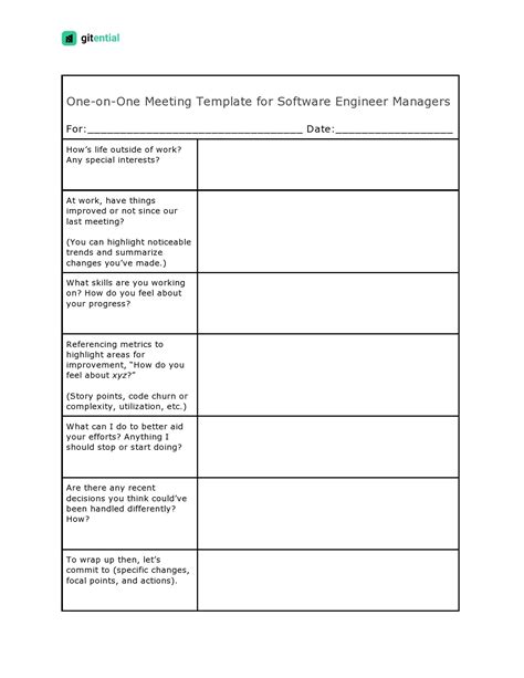 One On One Meeting Template For Managers
