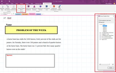 OneNote Class Notebook Add-in Interface
