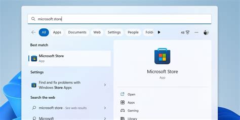 Open Microsoft Store from Search