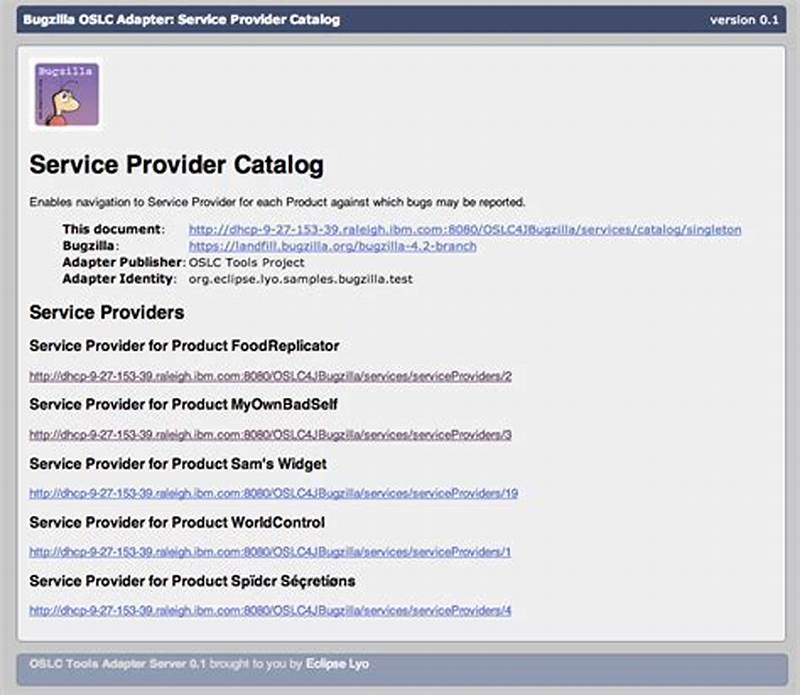 Open Services Service Provider Catalog Example