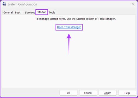 Open Task Manager from System Configuration