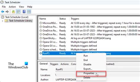 Open Task Properties