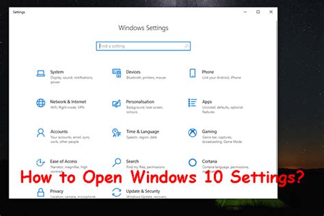 Open Windows 10 Settings