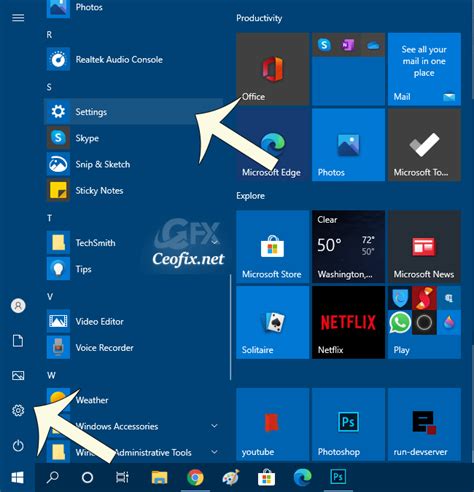 Computer screen showing Windows 10 settings menu