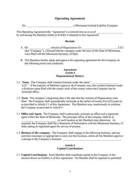 Operating Agreement Templates
