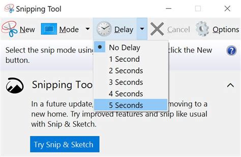 Opsi Delay Snipping Tool
