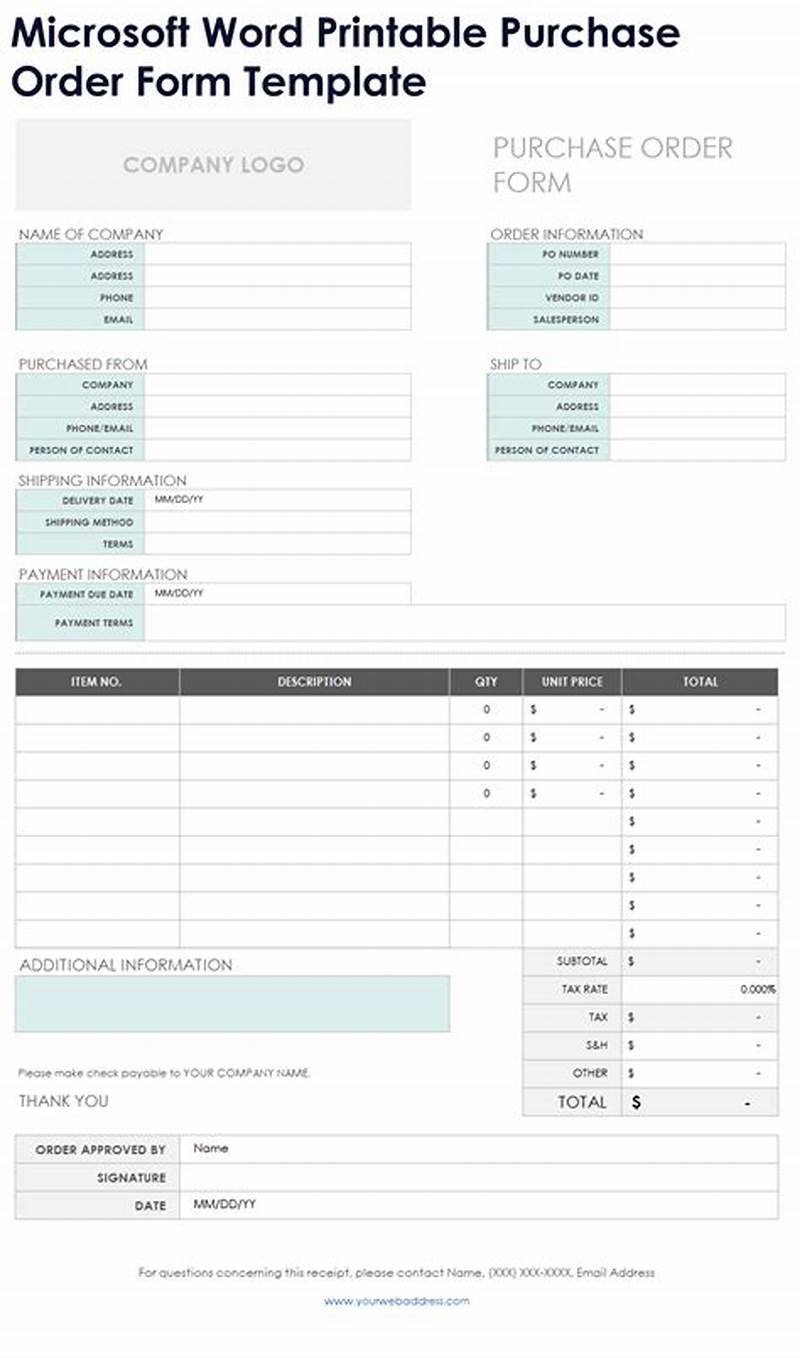 Order Form Format In Word