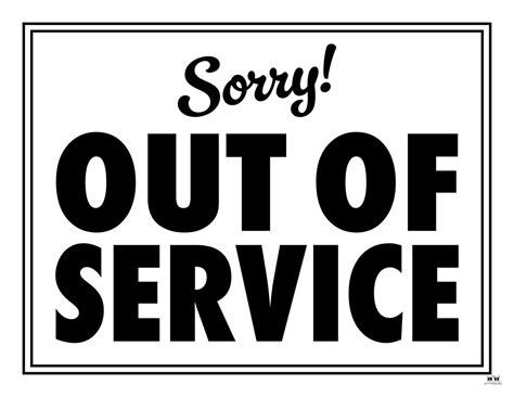 Out Of Service Sign Printable Free
