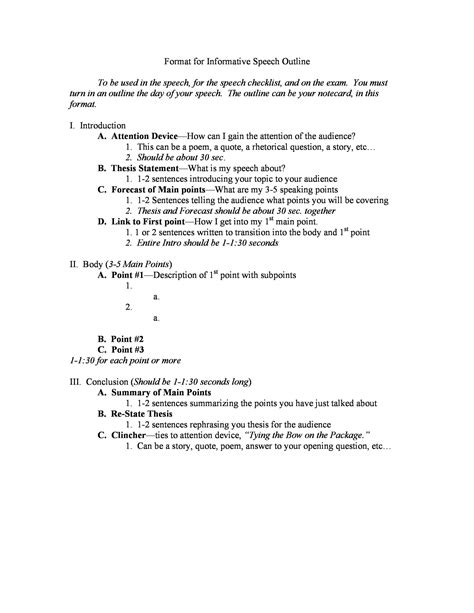 Outline Template For Informative Speech