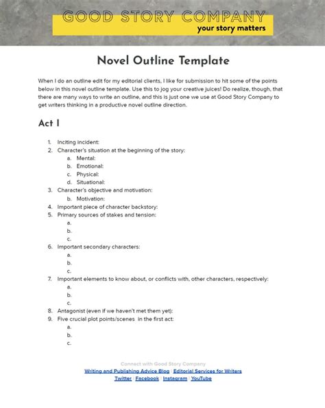 Outline Template For Writing A Novel