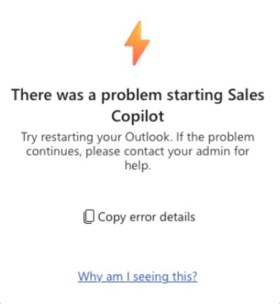 Outlook Copilot Sales Error Message