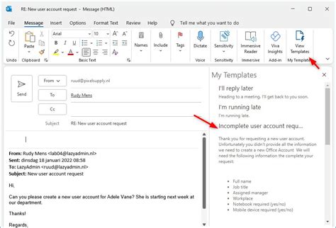 Outlook Set Up Template Email