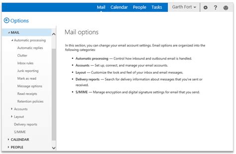 Outlook Web App Mail Settings