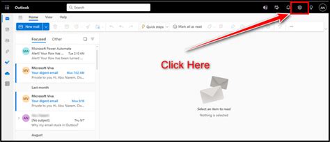 Settings gear icon in Outlook.com