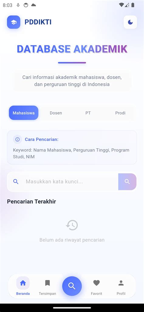 PDDikti database screenshot