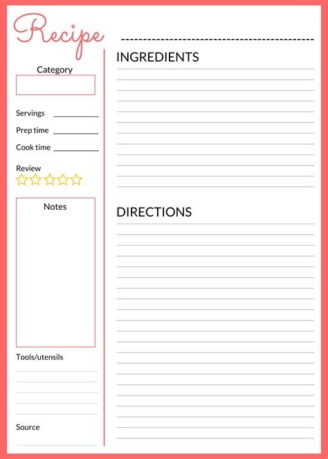 Pages Recipe Template