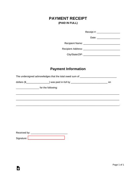 Paid Receipt Template