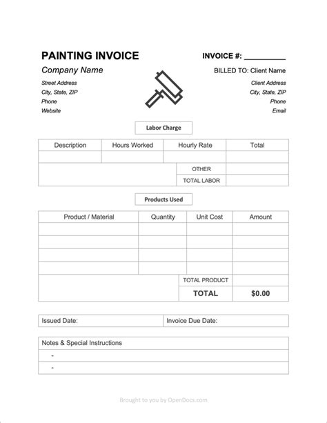 Paint Job Invoice Template
