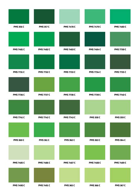 Pantone Green Color Chart