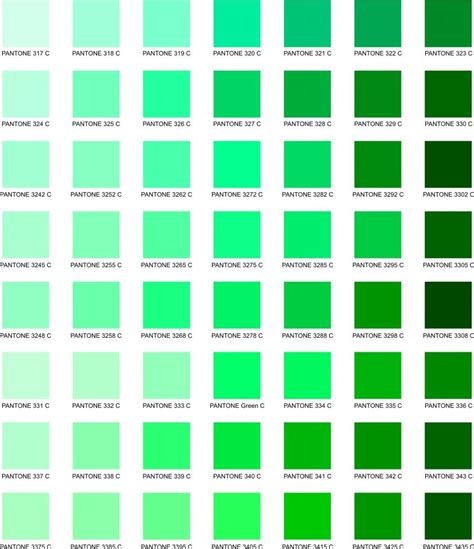 Pantone Green Colour Chart