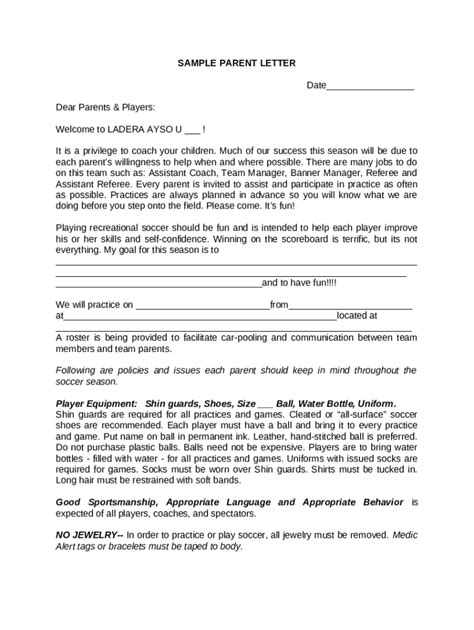 Parent Letter Template