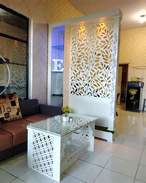 Partisi PVC Aesthetic Pola Daun LED