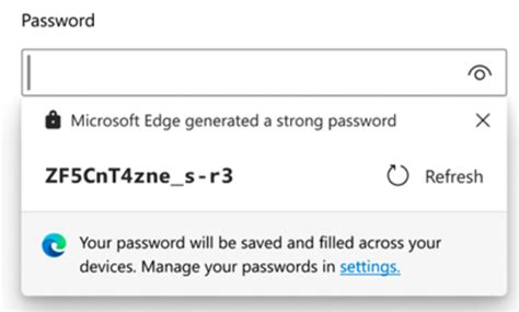 Password Generator in Microsoft Edge