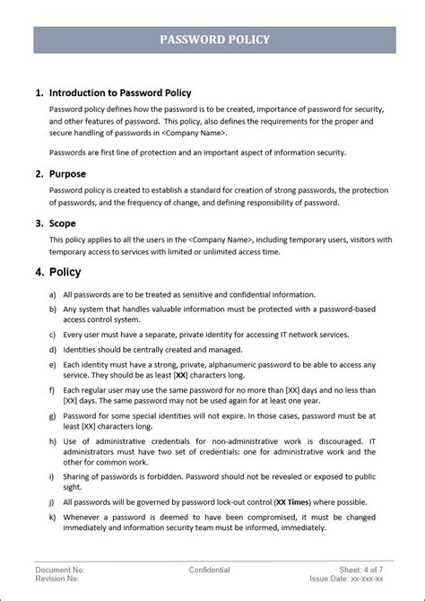 Password Policy Template