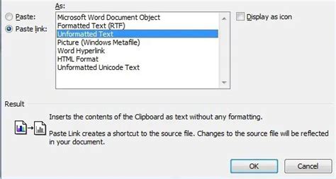 Paste the Linked Text