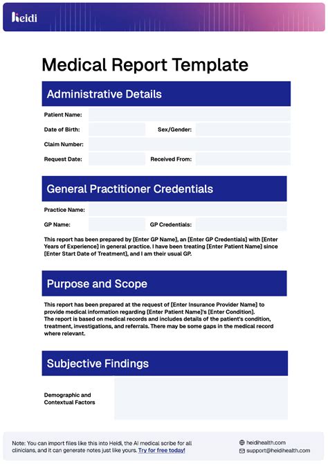 Patient Medical Report Template