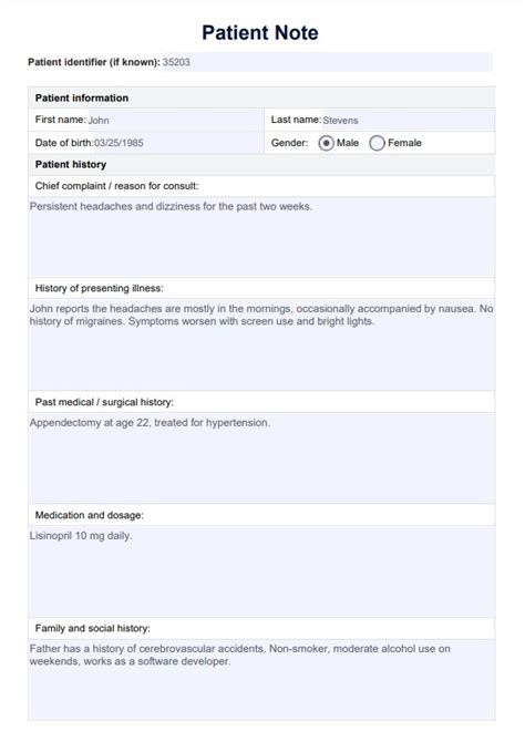 Patient Notes Template