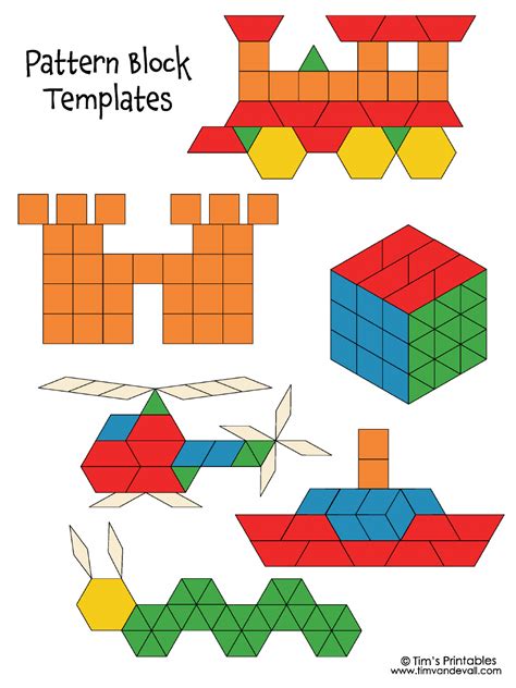 Pattern Block Templates Without Lines