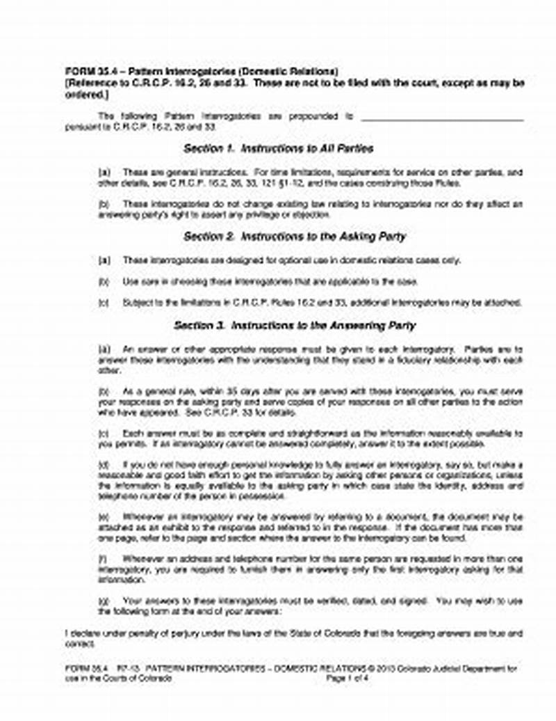 Pattern Interrogatories Colorado
