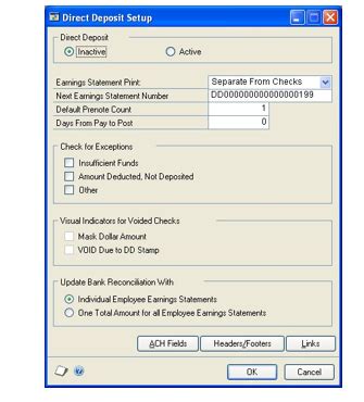 Payroll Control Setup Banked Tab Dynamics GP