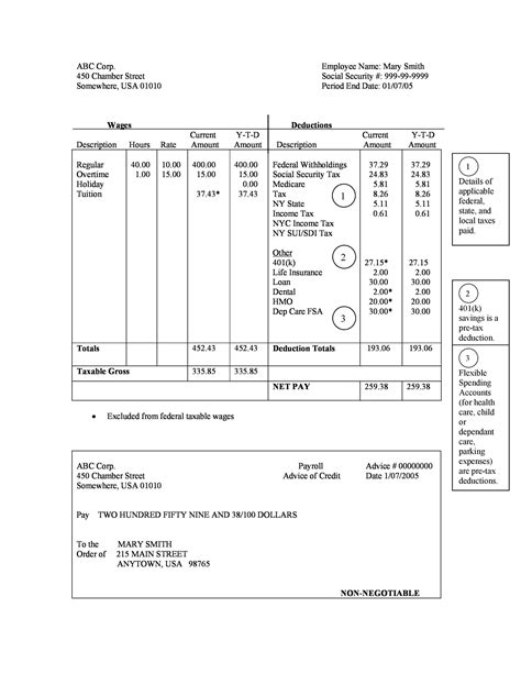 Payroll Pay Stub Template
