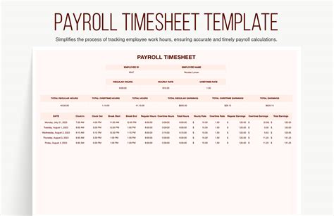 Payroll Timesheet Template