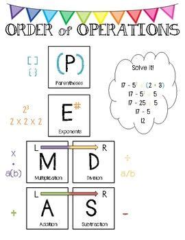 Pemdas Anchor Chart 5th Grade