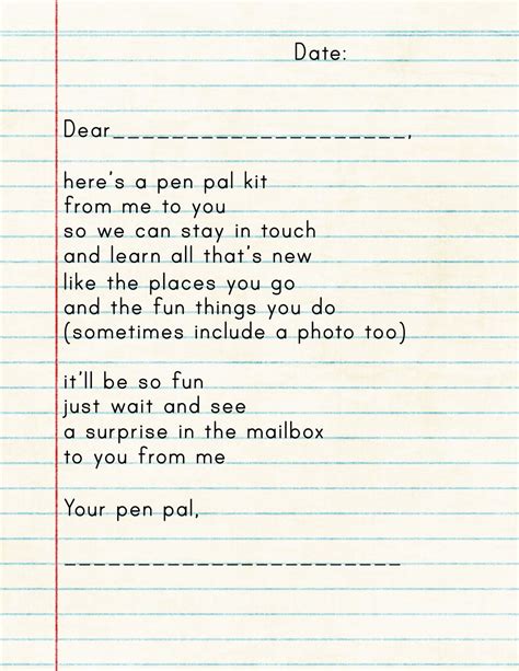 Pen Pal Letter Template